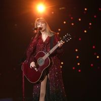 Taylor Swift performing on her Eras Tour at State Farm Stadium in Glendale, Arizona