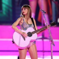 Taylor Swift performing on her Eras Tour at State Farm Stadium in Glendale, Arizona