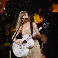 Taylor Swift performing on her Eras Tour at State Farm Stadium in Glendale, Arizona