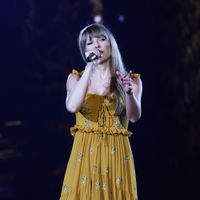 Taylor Swift performing on her Eras Tour at Allegiant Stadium in Las Vegas, Nevada