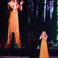 Taylor Swift performing on her Eras Tour at Allegiant Stadium in Las Vegas, Nevada