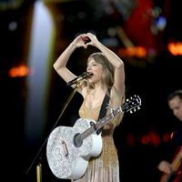 Taylor Swift performing on her Eras Tour at AT&T Stadium in Arlington, Texas