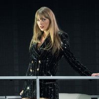 Taylor Swift performing on her Eras Tour at AT&T Stadium in Arlington, Texas