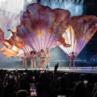 Taylor Swift performing on her Eras Tour at AT&T Stadium in Arlington, Texas