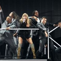 Taylor Swift performing on her Eras Tour at AT&T Stadium in Arlington, Texas