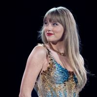 Taylor Swift performing on her Eras Tour at AT&T Stadium in Arlington, Texas