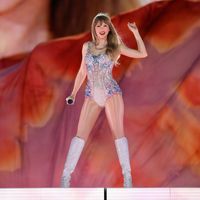 Taylor Swift performing on her Eras Tour at Raymond James Stadium in Tampa, Florida