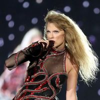 Taylor Swift performing on her Eras Tour at Raymond James Stadium in Tampa, Florida