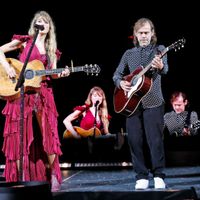 Taylor Swift performing on her Eras Tour at Raymond James Stadium in Tampa, Florida