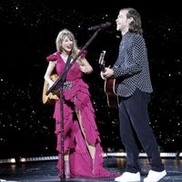 Taylor Swift performing on her Eras Tour at Raymond James Stadium in Tampa, Florida