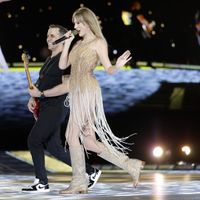 Taylor Swift performing on her Eras Tour at Raymond James Stadium in Tampa, Florida