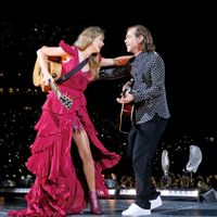 Taylor Swift performing on her Eras Tour at Raymond James Stadium in Tampa, Florida