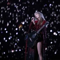 Taylor Swift performing on her Eras Tour at Nissan Stadium in Nasville, Tennessee