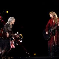 Taylor Swift performing on her Eras Tour at Nissan Stadium in Nasville, Tennessee