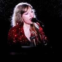 Taylor Swift performing on her Eras Tour at Nissan Stadium in Nasville, Tennessee