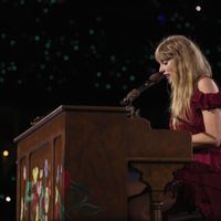 Taylor Swift performing on her Eras Tour at Nissan Stadium in Nasville, Tennessee