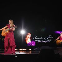 Taylor Swift performing on her Eras Tour at Nissan Stadium in Nasville, Tennessee