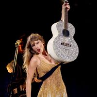 Taylor Swift performing on her Eras Tour at Nissan Stadium in Nasville, Tennessee