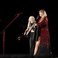 Taylor Swift performing on her Eras Tour at Nissan Stadium in Nasville, Tennessee