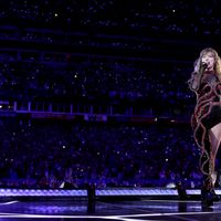 Taylor Swift performing on her Eras Tour at Nissan Stadium in Nasville, Tennessee