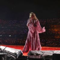 Taylor Swift performing on her Eras Tour at Nissan Stadium in Nasville, Tennessee