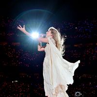 Taylor Swift performing on her Eras Tour at Lincoln Financial Field in Philadelphia, Pennsylvania