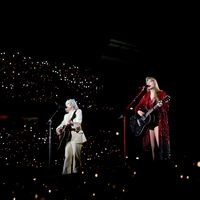 Taylor Swift performing on her Eras Tour at Lincoln Financial Field in Philadelphia, Pennsylvania