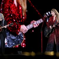 Taylor Swift performing on her Eras Tour at Gillette Stadium in Foxborough, Massachusetts