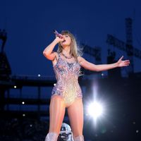 Taylor Swift performing on her Eras Tour at Gillette Stadium in Foxborough, Massachusetts