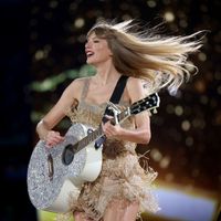 Taylor Swift performing on her Eras Tour at Gillette Stadium in Foxborough, Massachusetts