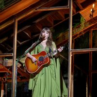 Taylor Swift performing on her Eras Tour at Gillette Stadium in Foxborough, Massachusetts