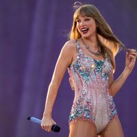 Taylor Swift performing on her Eras Tour at Paycor Stadium in Cincinnati, Ohio