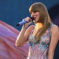 Taylor Swift performing on her Eras Tour at Paycor Stadium in Cincinnati, Ohio