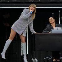 Taylor Swift performing on her Eras Tour at Paycor Stadium in Cincinnati, Ohio