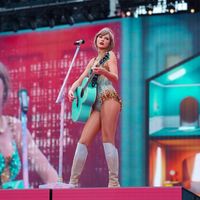 Taylor Swift performing on her Eras Tour at Paycor Stadium in Cincinnati, Ohio