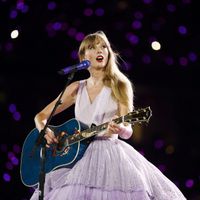 Taylor Swift performing on her Eras Tour at SoFi Stadium in Los Angeles, California