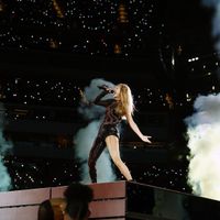 Taylor Swift performing on her Eras Tour at SoFi Stadium in Los Angeles, California