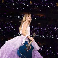 Taylor Swift performing on her Eras Tour at SoFi Stadium in Los Angeles, California