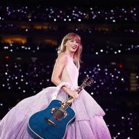 Taylor Swift performing on her Eras Tour at SoFi Stadium in Los Angeles, California