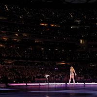 Taylor Swift performing on her Eras Tour at SoFi Stadium in Los Angeles, California